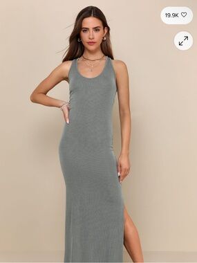 Lulus Ribbed sleeveless maxi dress in green
